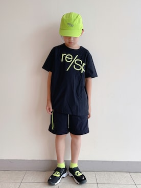 「RE/SP（アールイーエスピー）のアイテム（帽子）」を使った、eightmaaanさん（キッズ・132cm）の夏コーディネート