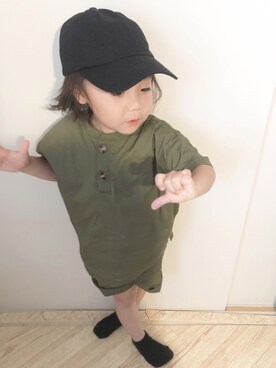 「Birthday（バースデイ）のアイテム（Tシャツ/カットソー、グリーン系）」を使った、AOI     さん（キッズ・120cm）の夏コーディネート