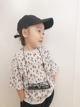 「しまむら（シマムラ）のアイテム（Tシャツ/カットソー、グレー系）」を使った、AOI     さん（キッズ・120cm）の夏コーディネート