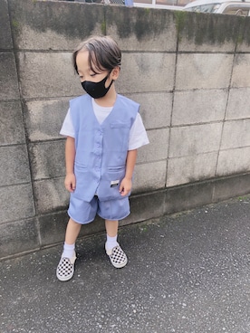 「qoo10のアイテム（ベスト、パープル系）」を使った、AOI     さん（キッズ・120cm）の秋コーディネート