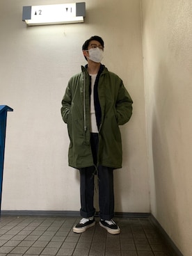 「アイテム（モッズコート）」を使った、きょーへーさん（メンズ・169cm）の冬コーディネート