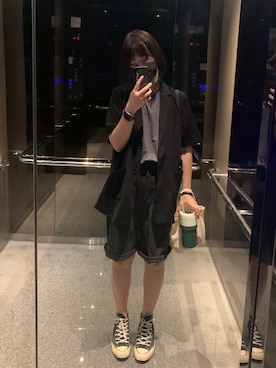 「通勤穿搭」｜「アイテム（Tシャツ/カットソー）」を使った、Tinさん（レディース・168cm）の秋コーディネート