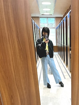 「春ニット」｜「アイテム（ナイロンジャケット）」を使った、SARINAさん（レディース・148cm）の春コーディネート