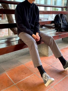 「CONVERSE（コンバース）のアイテム（バッグ）」を使った、Haythamさん（メンズ・174cm）の冬コーディネート