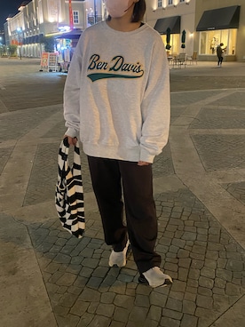 「BEN DAVIS（ベンデイビス）のアイテム（スウェット）」を使った、kira*さん（レディース・155cm）の冬コーディネート