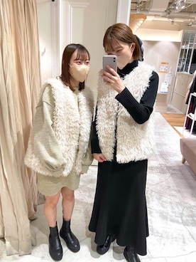 「お揃いコーデ」｜「アイテム（ブーツ）」を使った、akariさん（レディース・168cm）の冬コーディネート