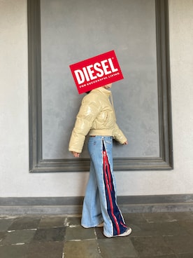 「DIESEL」｜「アイテム（ダウンジャケット/コート）」を使った、クドウさん（レディース・167cm）の冬コーディネート