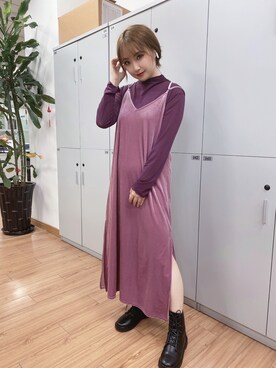「休闲」｜「アイテム（ワンピース）」を使った、luckyannahzさん（レディース・155cm）の秋コーディネート