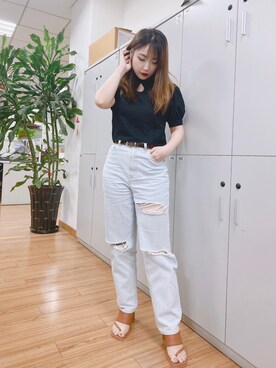 「休闲」｜「アイテム（サンダル）」を使った、luckyannahzさん（レディース・155cm）の夏コーディネート