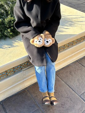 「LOWRYS FARM（ローリーズファーム）のアイテム（ノーカラーコート）」を使った、mさん（レディース・155cm）の冬コーディネート
