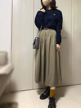 「LACOSTE」｜「アイテム（ブーツ）」を使った、ナナさん（レディース・165cm）の秋コーディネート