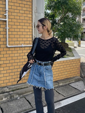 「Levi's（リーバイス）のアイテム（スカート）」を使った、yuka nakamoriさん（レディース・153cm）の春コーディネート