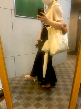 「Honeys（ハニーズ）のアイテム（トートバッグ）」を使った、ゆずきさん（レディース・152cm）の夏コーディネート