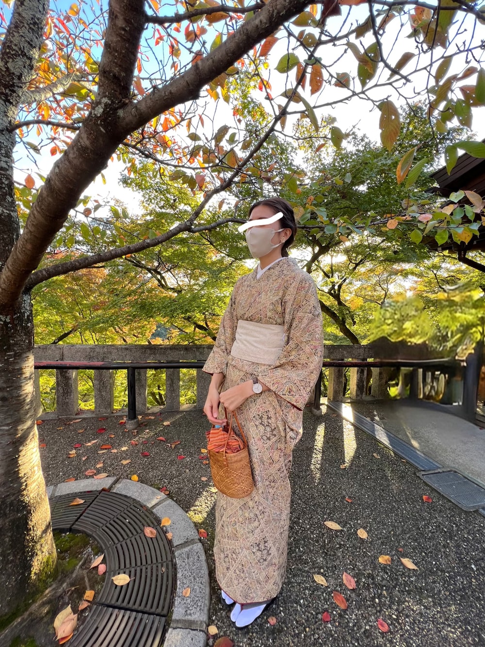 「着物、秋冬コーデ、大人かわいい、秋、観光」｜「その他セレクトのアイテム（着物、ベージュ系）」を使った、anapiさん（レディース・170cm）の秋コーディネートの1枚目の写真