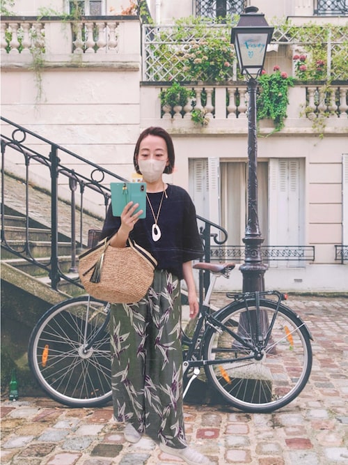SACRA SHADOW LEAF プリント ドロースト パンツ SACRA｜サクラ ｜SHADOW FLOWER PANTS｜シャドウフラワーパンツ
