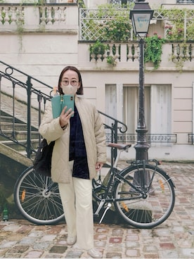 「アイテム（ベスト、ブルー系）」を使った、yayowillさん（レディース・159cm）の春コーディネート