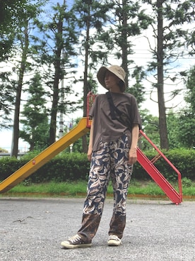 「アイテム（ハット）」を使った、yayowillさん（レディース・159cm）の夏コーディネート