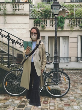 「アイテム（ステンカラーコート）」を使った、yayowillさん（レディース・159cm）の春コーディネート