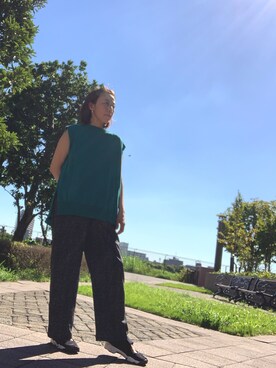 「NOMBRE IMPAIR（ノンブルアンペール）のアイテム（パンツ）」を使った、yayowillさん（レディース・159cm）の夏コーディネート