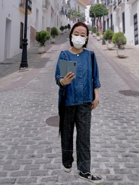 「NOMBRE IMPAIR（ノンブルアンペール）のアイテム（パンツ）」を使った、yayowillさん（レディース・159cm）の夏コーディネート