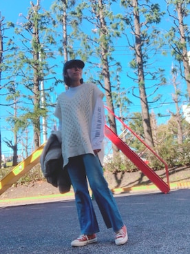 「WILD THINGS（ワイルドシングス）のアイテム（ダウンジャケット/コート）」を使った、yayowillさん（レディース・159cm）の春コーディネート