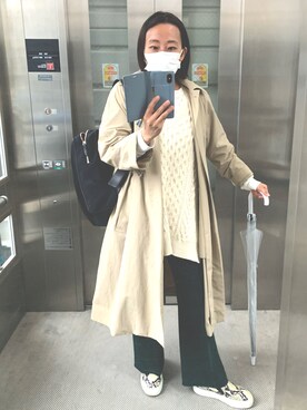 「アイテム（ステンカラーコート）」を使った、yayowillさん（レディース・159cm）の秋コーディネート