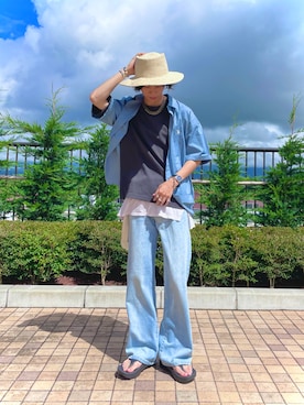 「CIAOPANIC TYPY（チャオパニックティピー）のアイテム（帽子）」を使った、ライセルさん（メンズ・174cm）の夏コーディネート