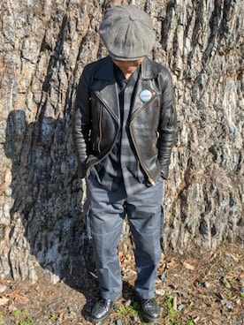 「blackmeans（ブラックミーンズ）のアイテム」を使った、マッティンさん（メンズ・171cm）の春コーディネート