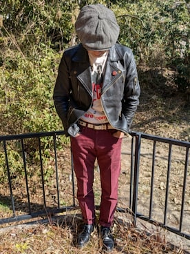 「blackmeans（ブラックミーンズ）のアイテム」を使った、マッティンさん（メンズ・171cm）の冬コーディネート