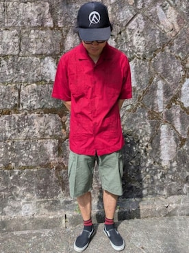 「VANS（バンズ）のアイテム（スニーカー、ブラック系）」を使った、マッティンさん（メンズ・171cm）の夏コーディネート