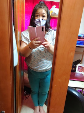 「WHITE（ホワイト）のアイテム」を使った、かおりんさん（レディース・156cm）の夏コーディネート