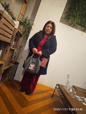 「アイテム（エコバッグ/サブバッグ）」を使った、かおりんさん（レディース・157cm）の秋コーディネート