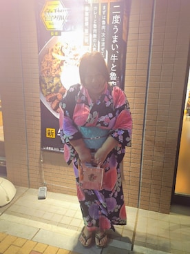 「浴衣」｜かおりんさん（レディース・156cm）の秋コーディネート
