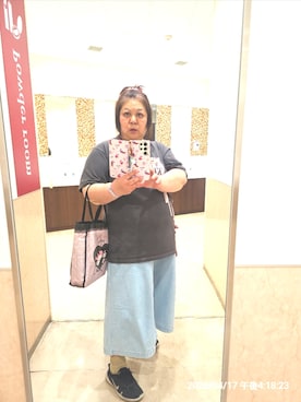 「Honeys（ハニーズ）のアイテム（パンツ）」を使った、かおりんさん（レディース・157cm）の春コーディネート