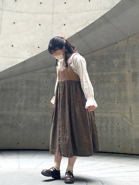 「大学生コーデ」｜「アイテム（ワンピース）」を使った、あおいさん（レディース・154cm）の冬コーディネート