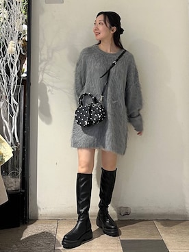 「アイテム（ボストンバッグ）」を使った、ゆりっぺさん（レディース・157cm・20代）の冬コーディネート