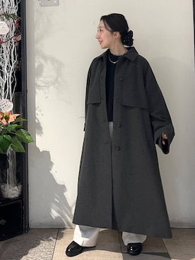 「アイテム（ステンカラーコート）」を使った、ゆりっぺさん（レディース・157cm・20代）の秋コーディネート