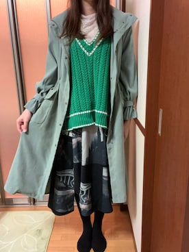 「アイテム（モッズコート）」を使った、亜輝さん（レディース・174cm）の冬コーディネート