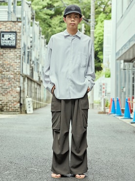 「ストライブシャツ」｜姫野 裕斗さん（メンズ・176cm）の夏コーディネート