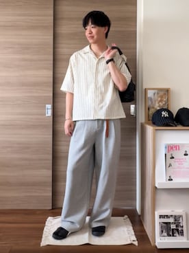 「ASTRONOMY（アストロノミー）の2タック鹿の子スウェットスラックス（スウェットパンツ、グレー系）」を使った、Keiさん（メンズ・177cm）の春コーディネート