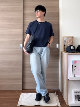 「soerte（ソエルテ）の【26SS】【2点セット】Utility Shield Tee - Compact Fit 2Pack / ユーティリティパックTシャツ（コンパクトフィット）（Tシャツ/カットソー、ブルー系）」を使った、Keiさん（メンズ・177cm）の春コーディネート