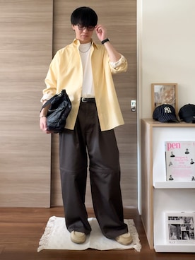 「レザーバッグ」｜Keiさん（メンズ・177cm）の春コーディネート