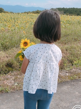 「ひまわり畑」｜「アイテム（パンツ）」を使った、えま◡̈はるさん（レディース・90cm）の秋コーディネート