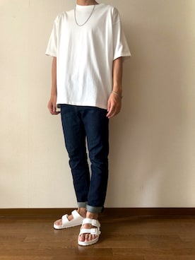 「ZOZO（ゾゾ）のストレートデニムパンツ［MEN］（デニムパンツ）」を使った、HIROKIさん（メンズ・172cm）の夏コーディネート
