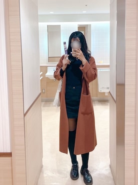 「アイテム（チェスターコート、オレンジ系）」を使った、57kgさん（レディース・168cm）の秋コーディネート