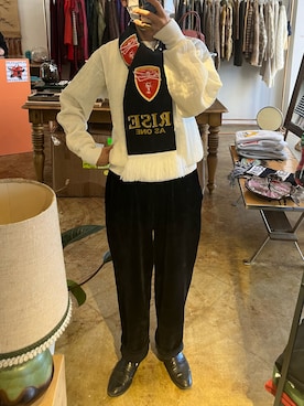「マフラーコーデ」｜「アイテム（スラックス）」を使った、もえ香さん（レディース・156cm）の冬コーディネート