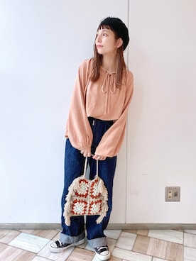 「スモックブラウス」｜asukaさん（レディース・157cm）の夏コーディネート