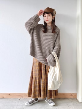 「クリスプ」｜「アイテム（キャップ）」を使った、asukaさん（レディース・157cm）の冬コーディネート