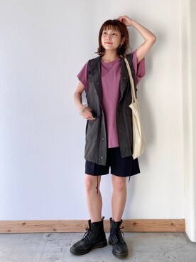 「カラーTシャツ」｜「アイテム（ブーツ）」を使った、asukaさん（レディース・157cm）の夏コーディネート