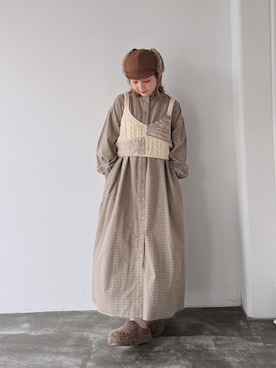 「アイテム（シャツワンピース）」を使った、asukaさん（レディース・158cm）の冬コーディネート